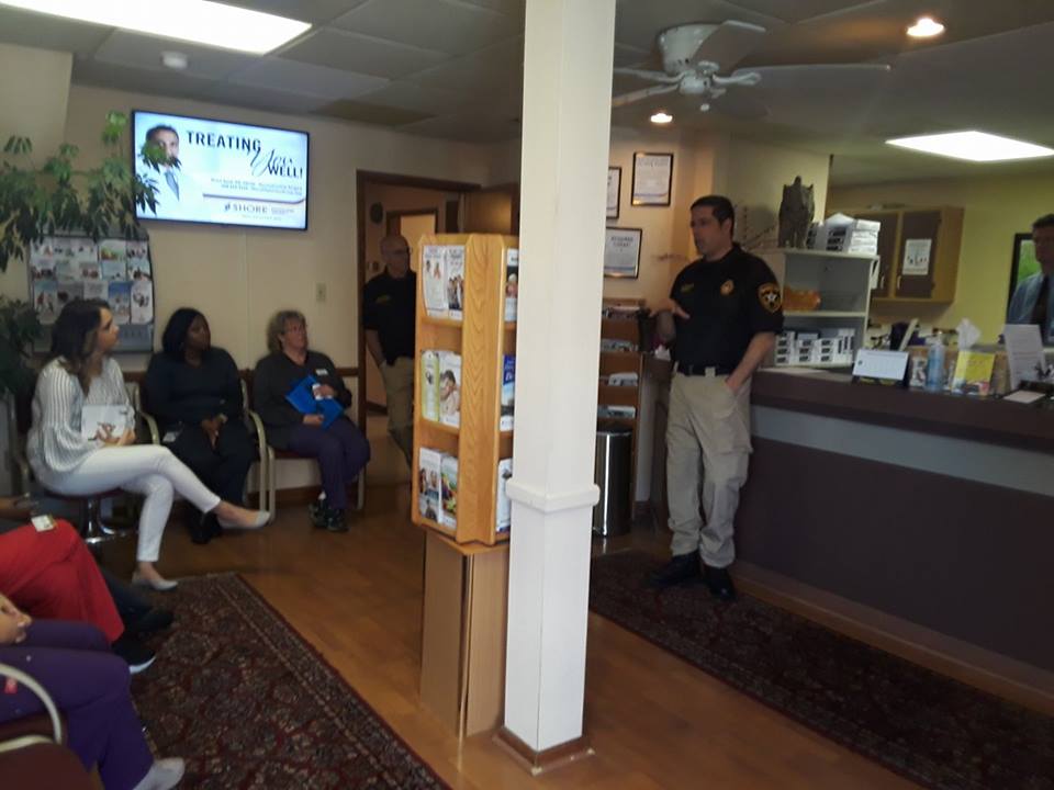 Sheriff Eric Scheffler lecturing at Shore Physicians Group